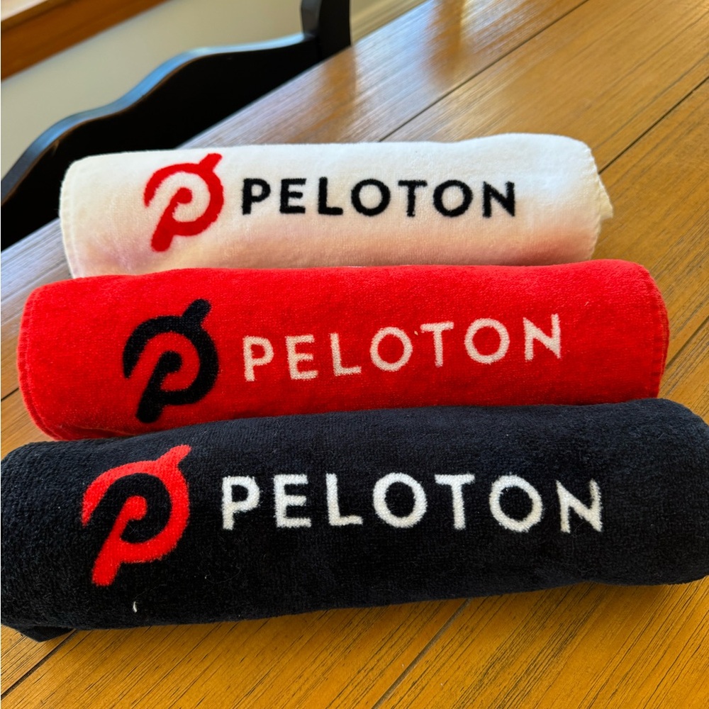 Peloton Branded Towel Trio - Red, Black, White
